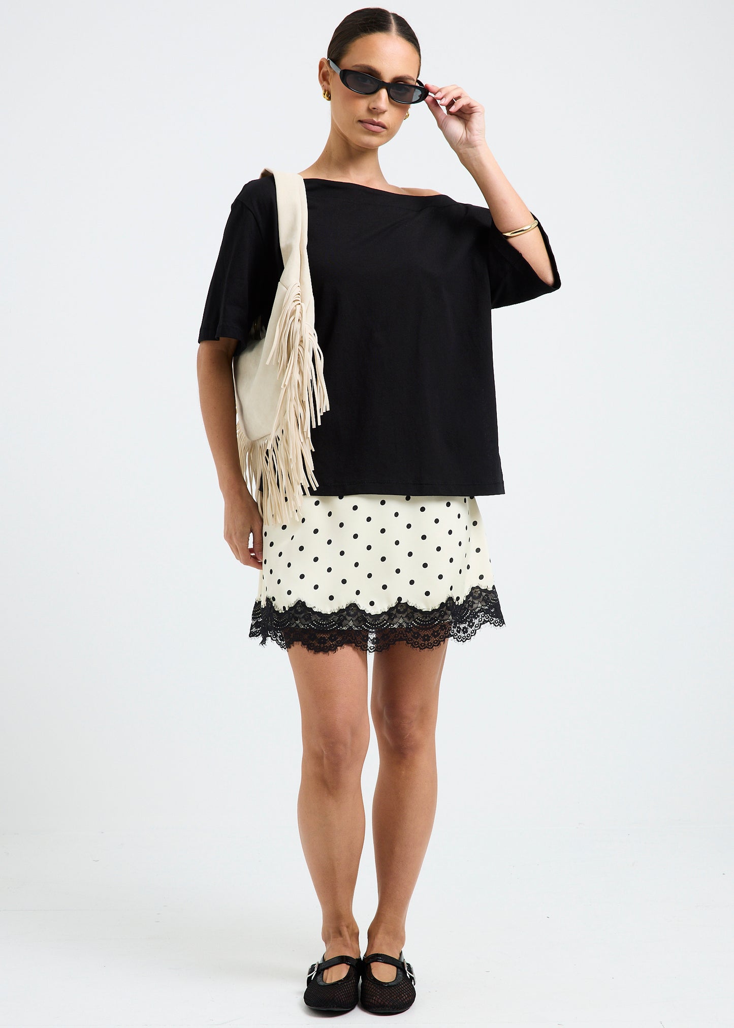 Lola Polka Lace Mini Skirt