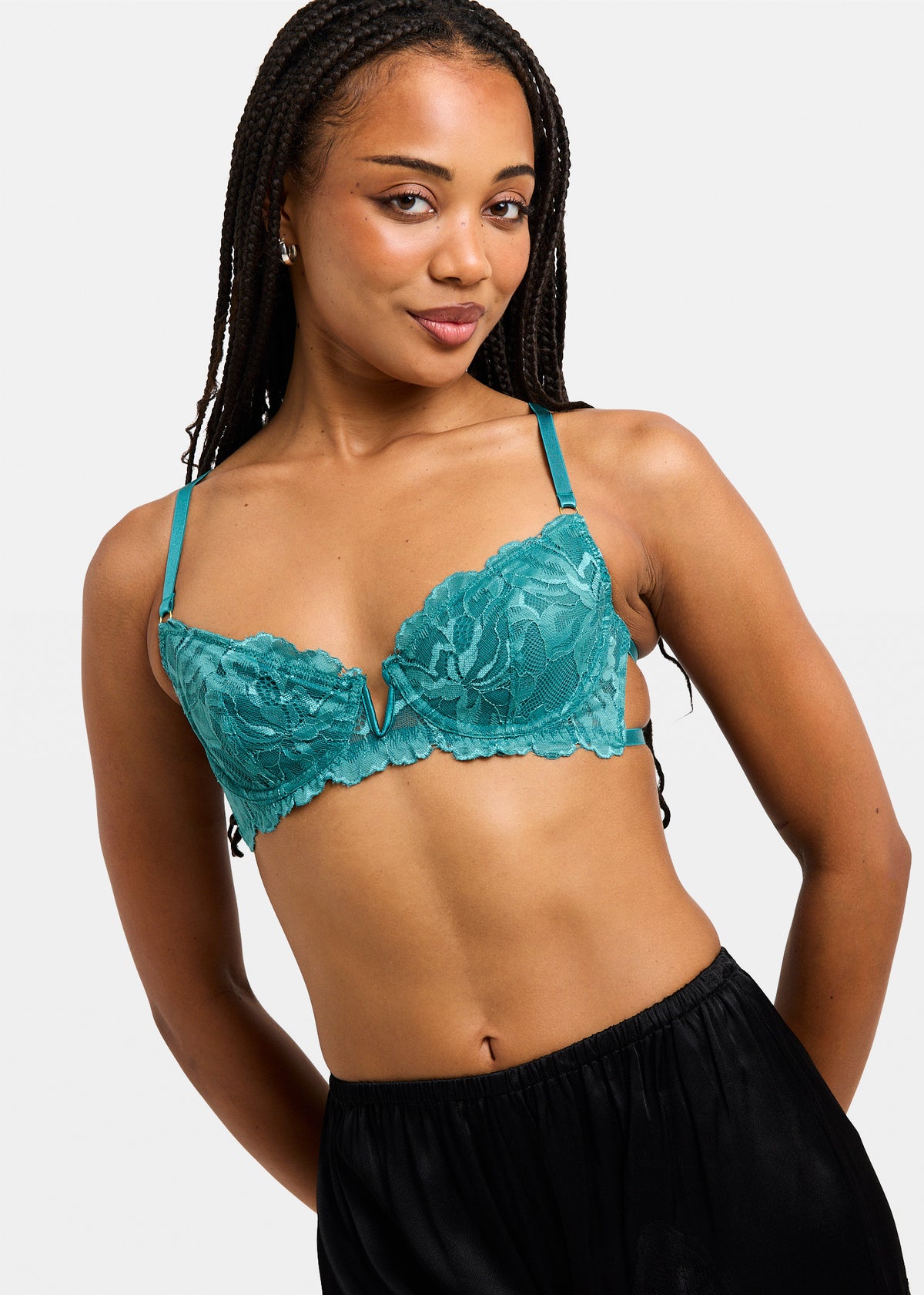 Rico Embroidery Mesh V Front Bra GREEN