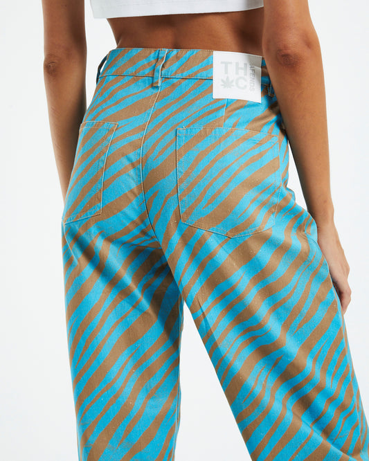 Adi Shelby Hemp Wide Leg Long Pants Blue Stripe BLUE