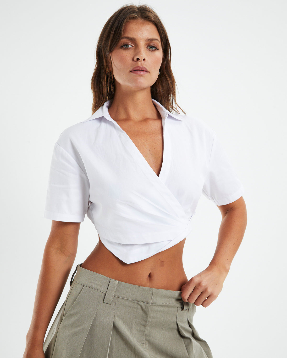 Peps Poplin Twist Shirt White WHITE