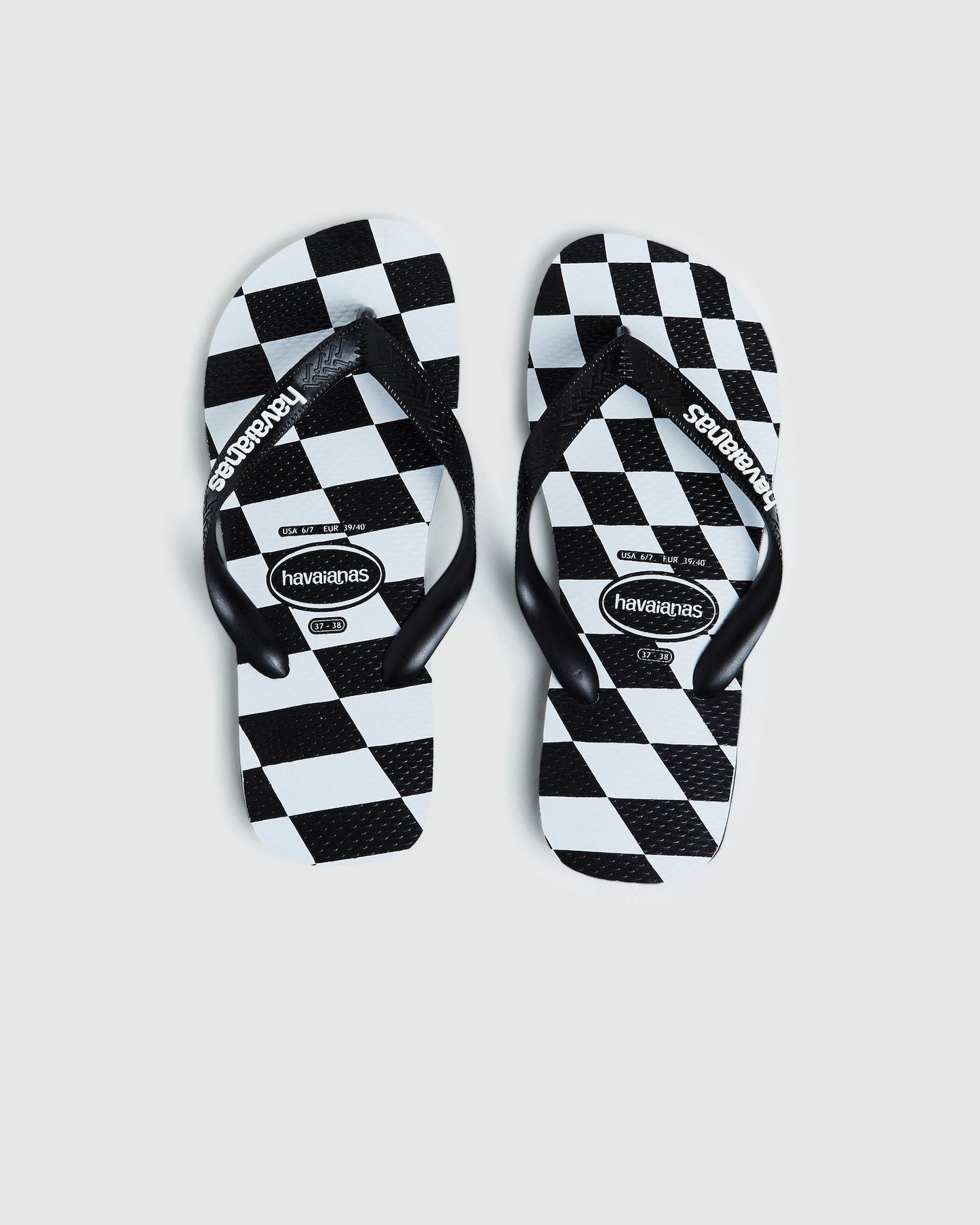 Top Distorted Check Thongs Black/White
