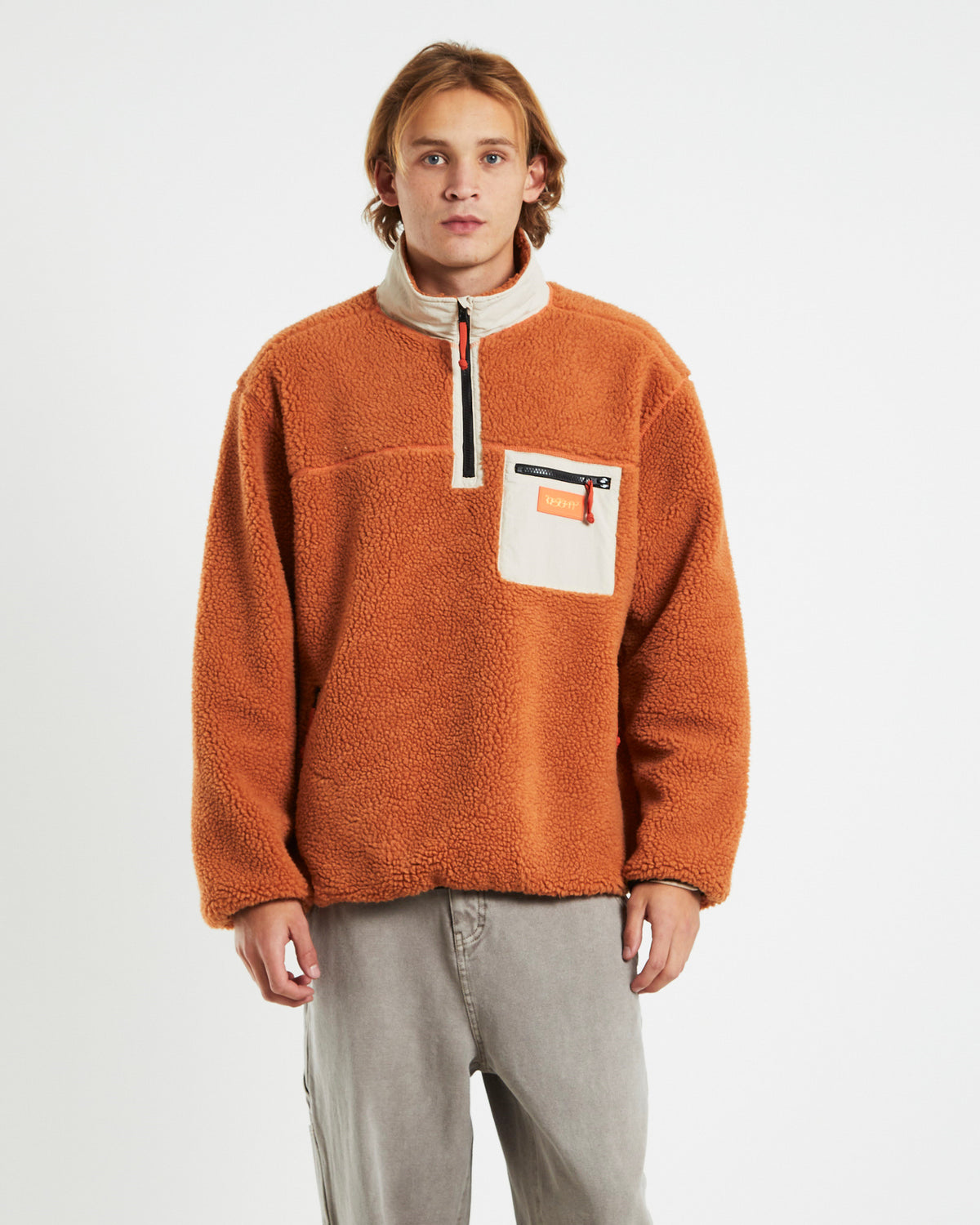 Cultures 1/4 Sherpa Jumper Rust Orange RUST