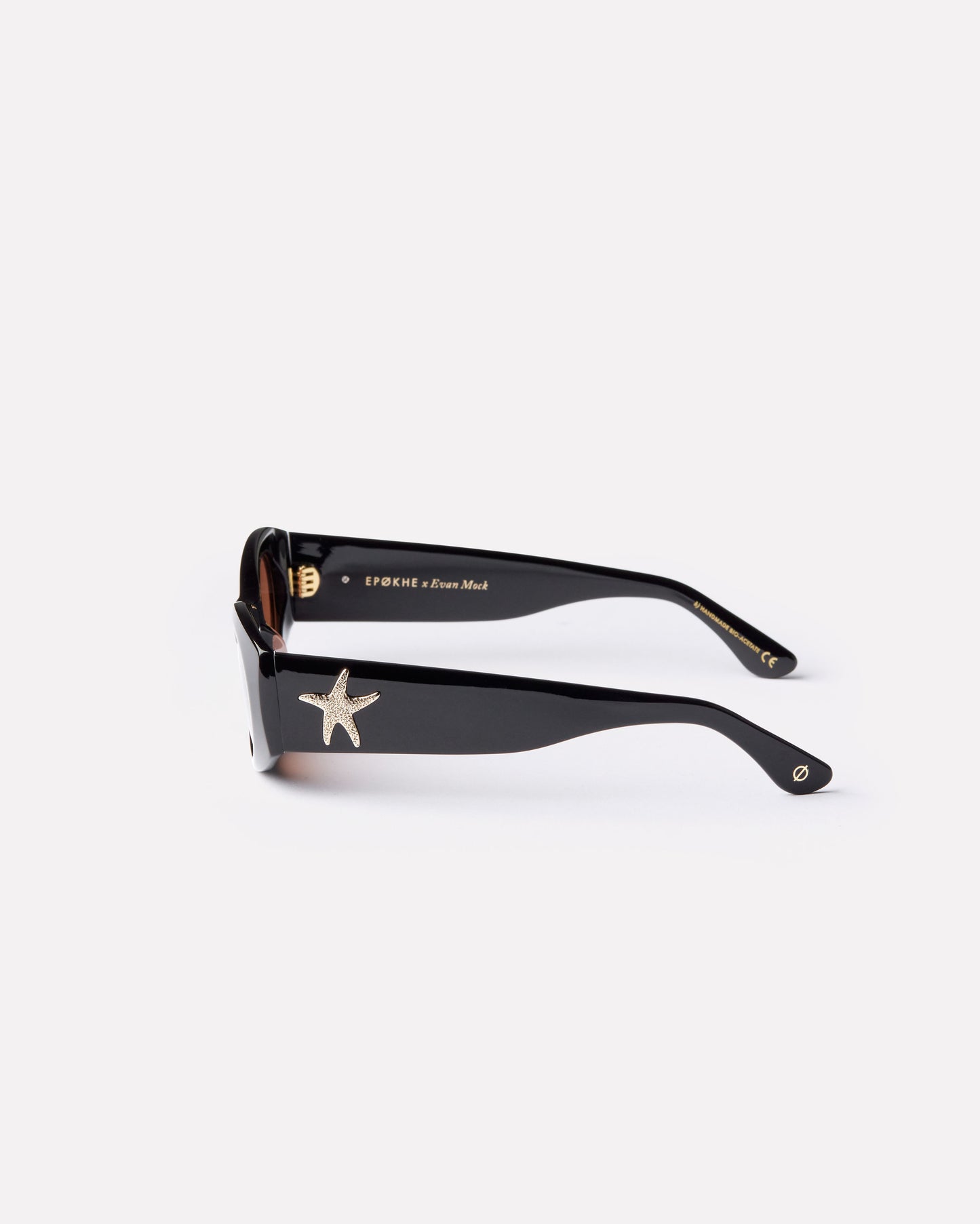 Evan Mock X Suede Sunglasses in Black Polished/Bronze Amber