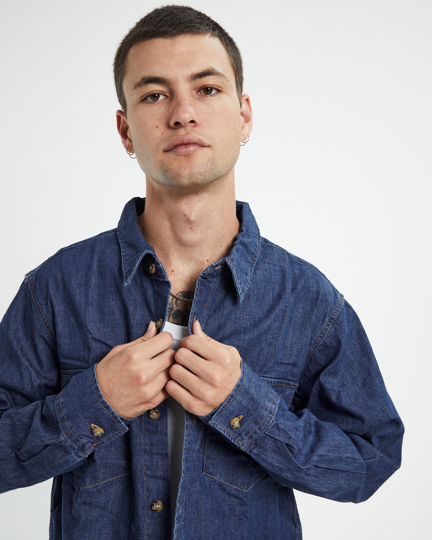 Relaxed Fit Western Long Sleeve Shirt Revere Blue