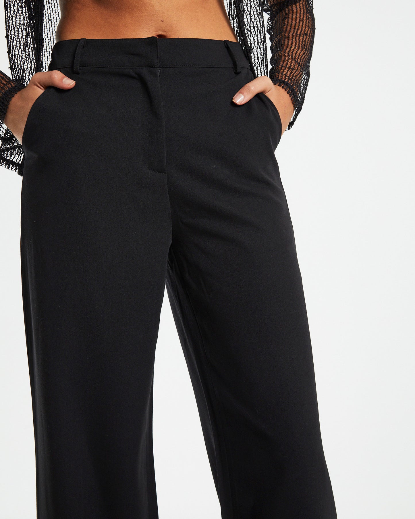 Valerie Straight Leg Suit Pants in Black