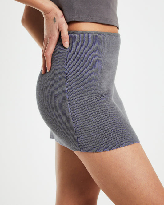 Echo Rib Mini Skirt in Charcoal CHARCOAL
