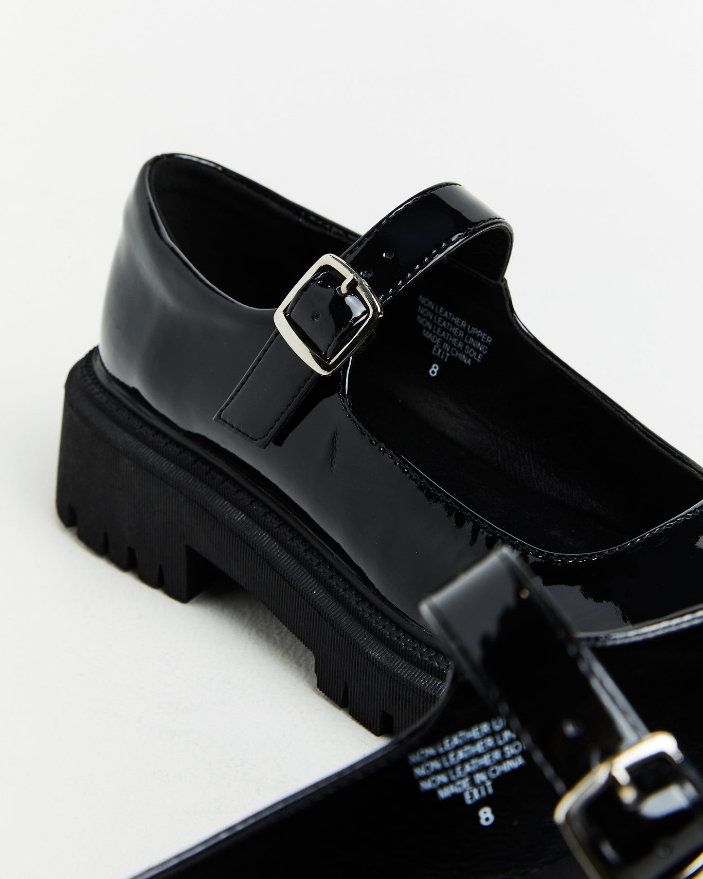 Exit Patent PU Mary Jane Loafers in Black