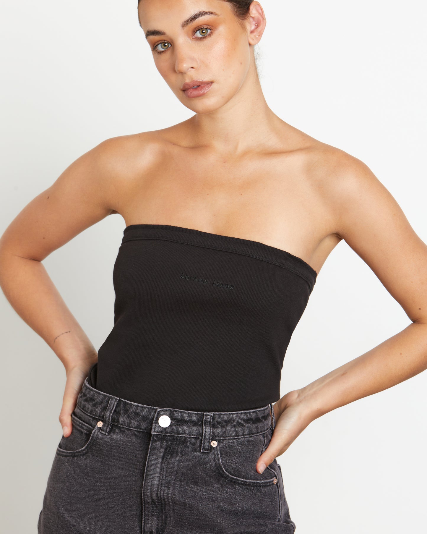 Heather Long Line Bandeau in Black