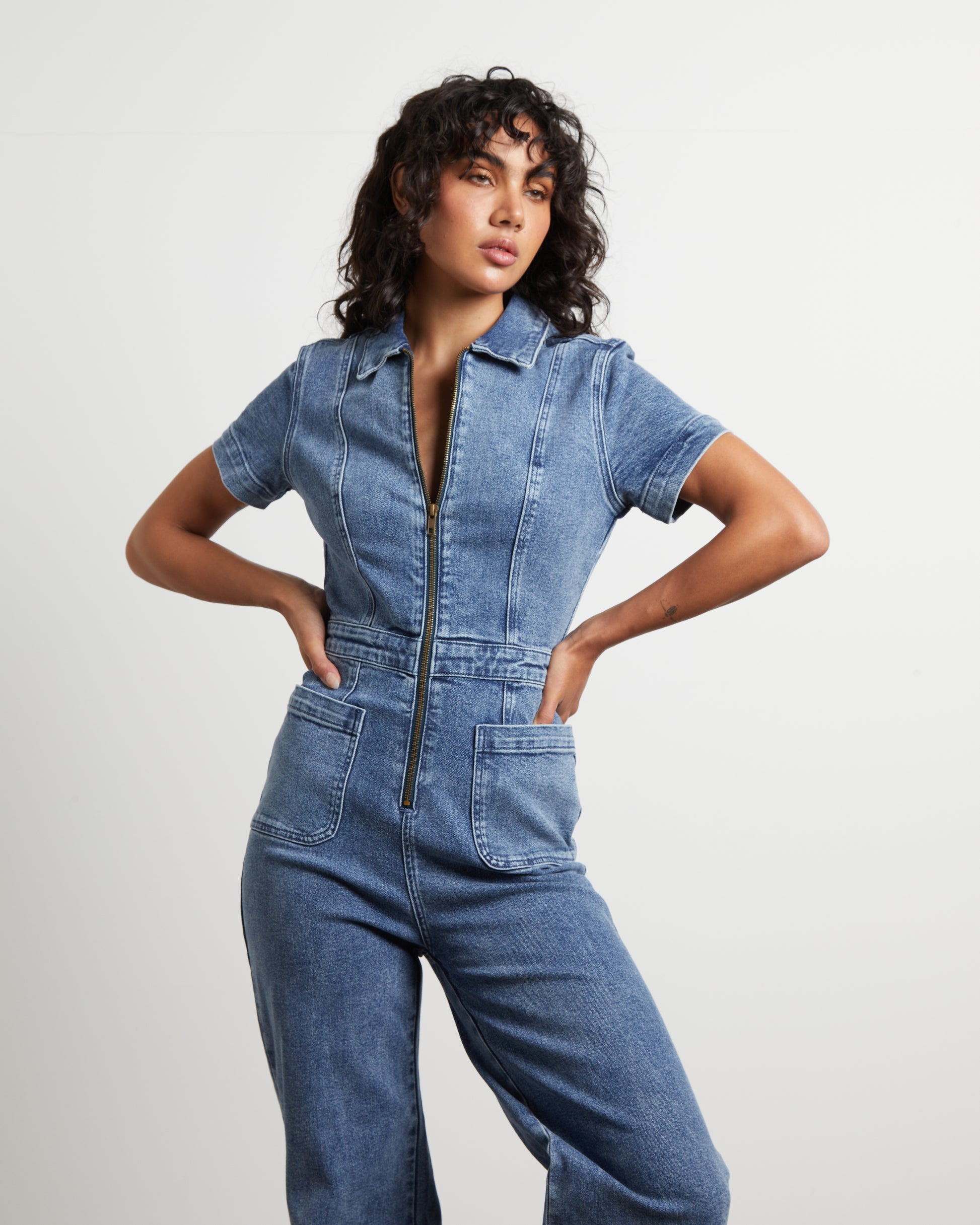Nikki Denim Maxi Boiler Suit – General Pants - Main Image