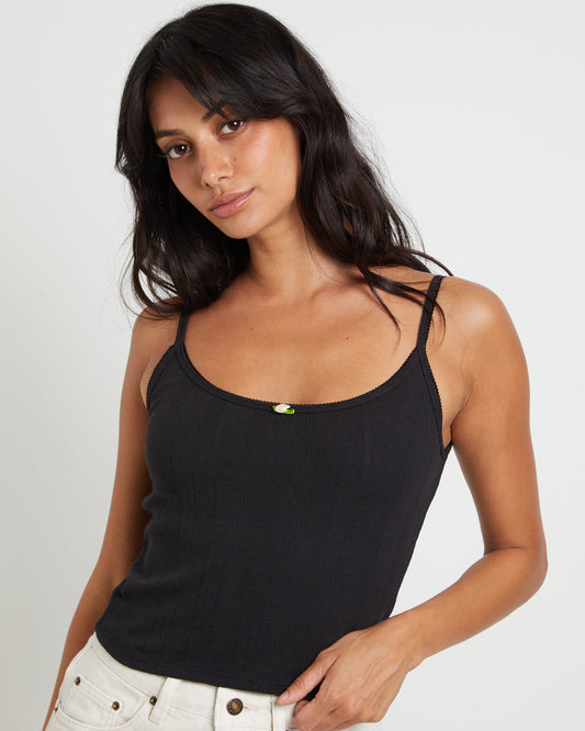 Thrills Pointelle Tank Top in Pitch Black BLACK