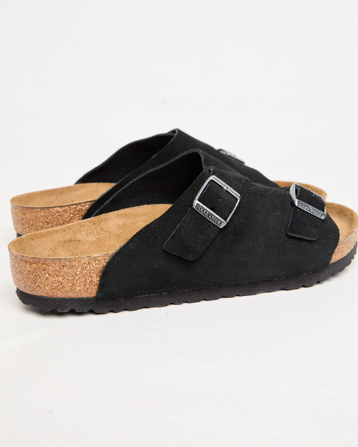 Zurich Regular Suede Leather Sandals in Black BLACK