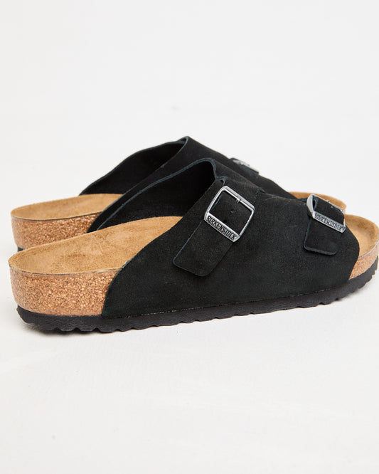 Zurich Regular Suede Leather Sandals in Black BLACK