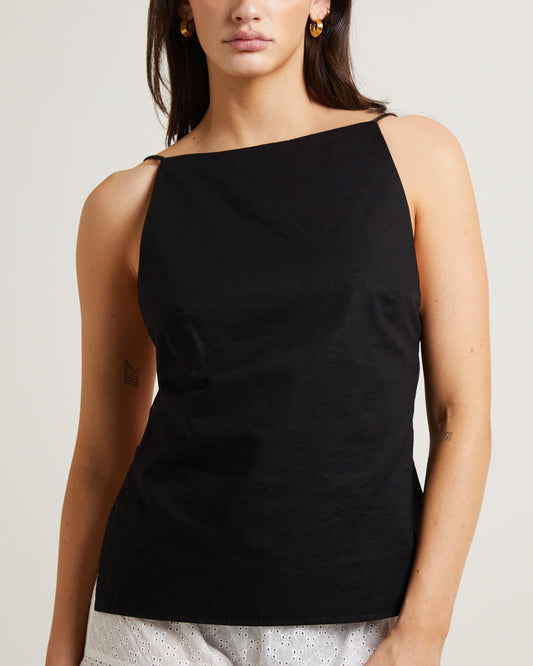 Kaia Backless Tunic Top in Black BLACK