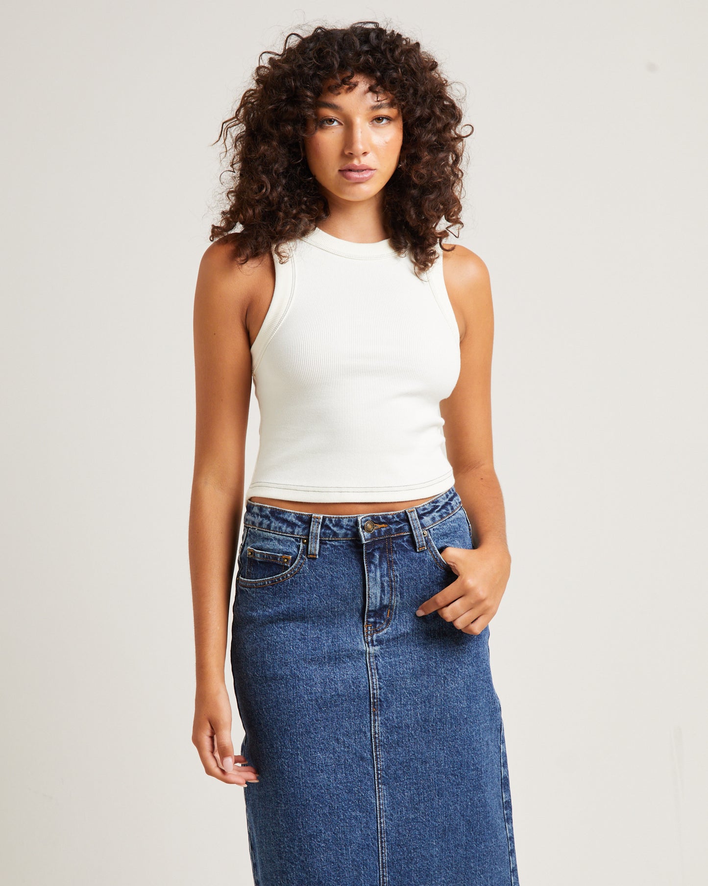 Jonesy Recut Singlet in Coconut