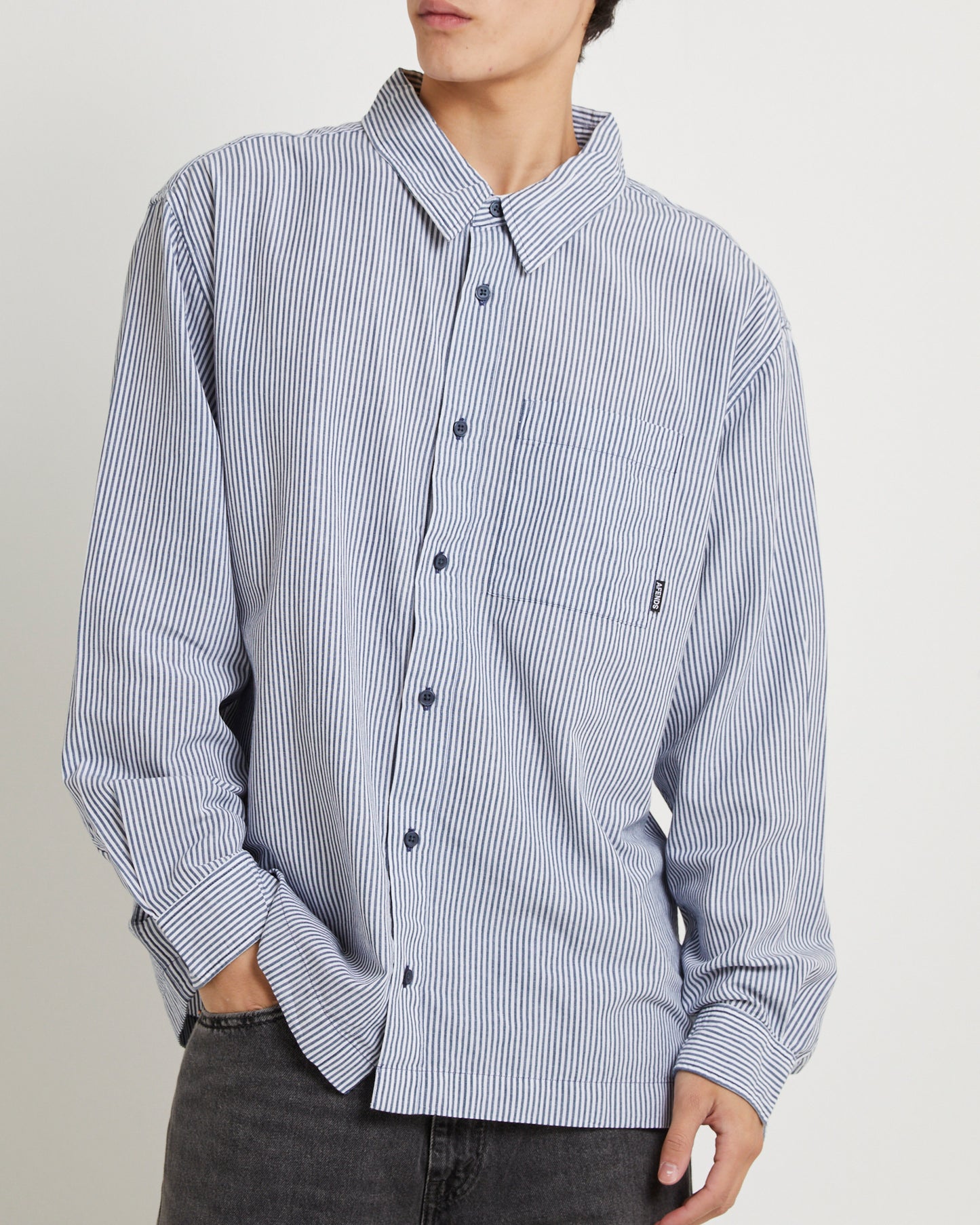Intergalactic Recycled Long Sleeve Shirt Navy Stripe