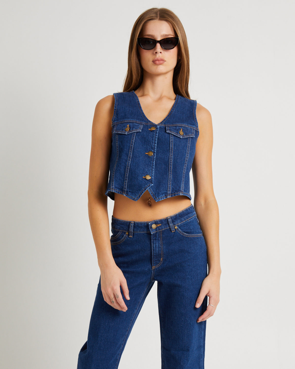 Morgan Denim Vest Dark Stone DARK VINTAGE INDIGO