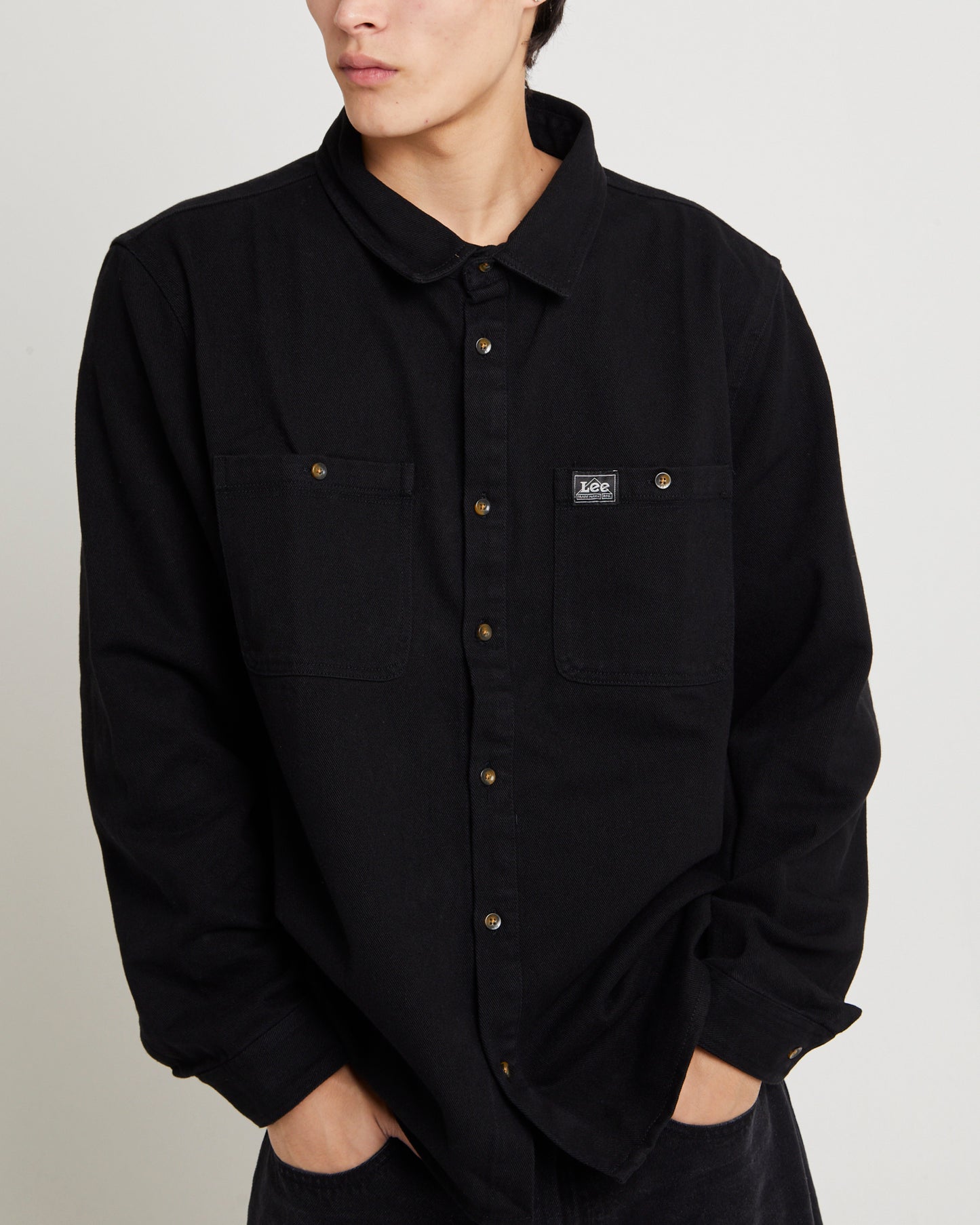Lee Worker Longsleeve Shirt Black Contrast