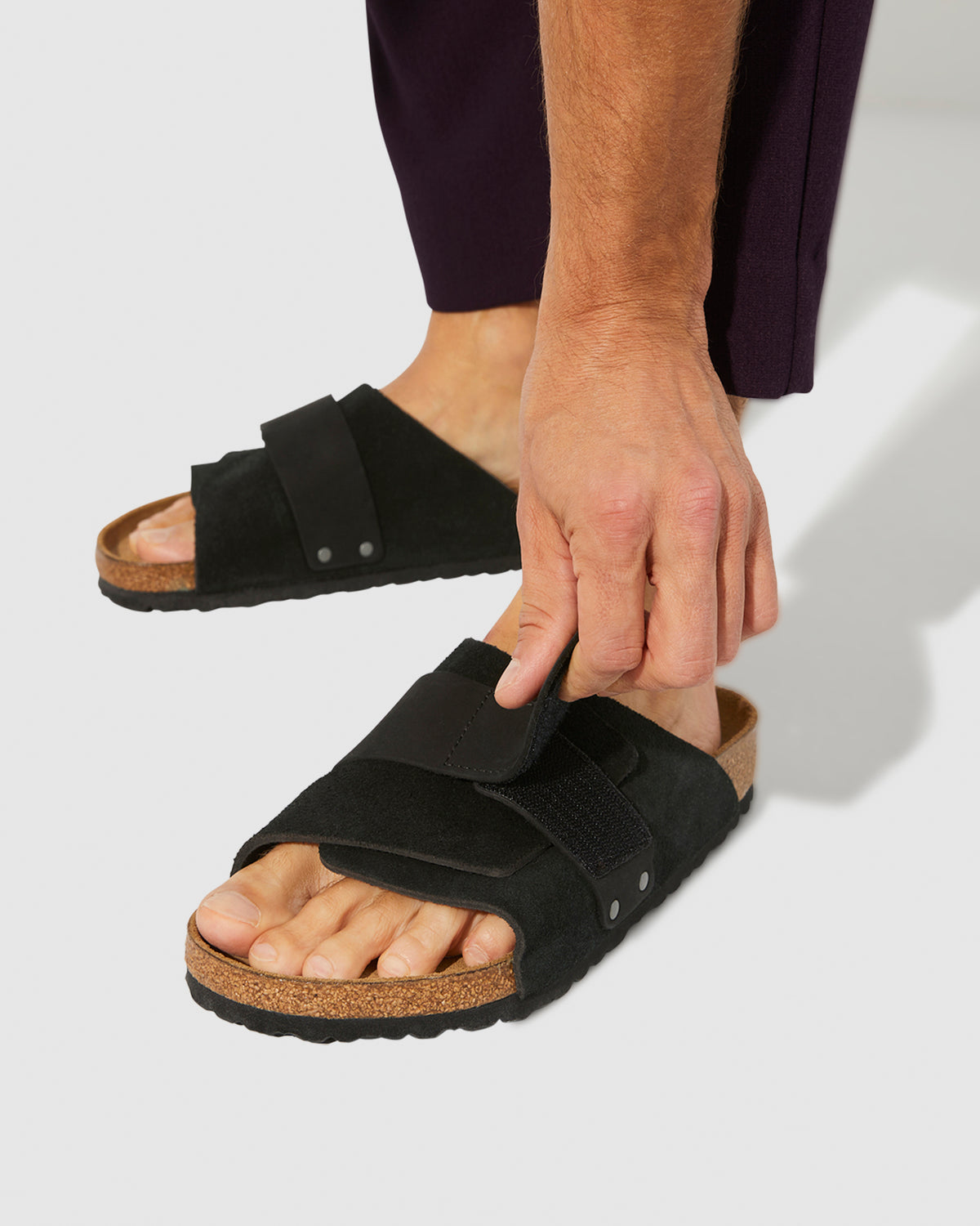 Kyoto Black Suede Nubuck Leather Sandals Black