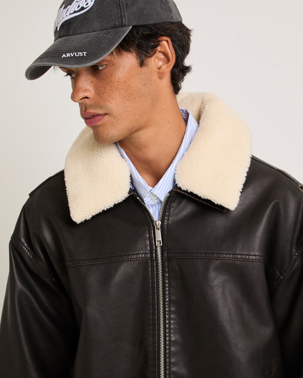 Aviator Leather Jacket BROWN