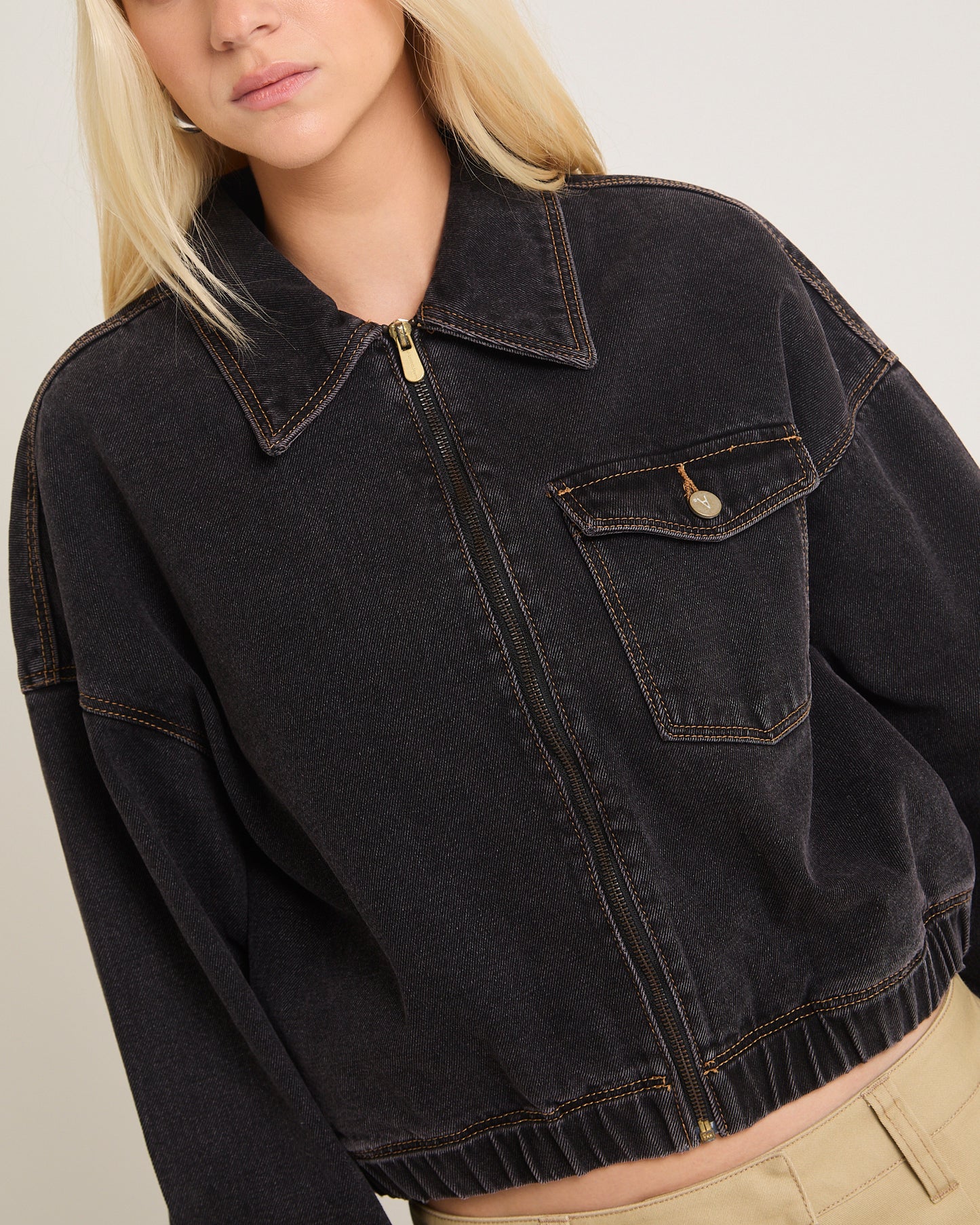 Denim Bomber Jacket Cara