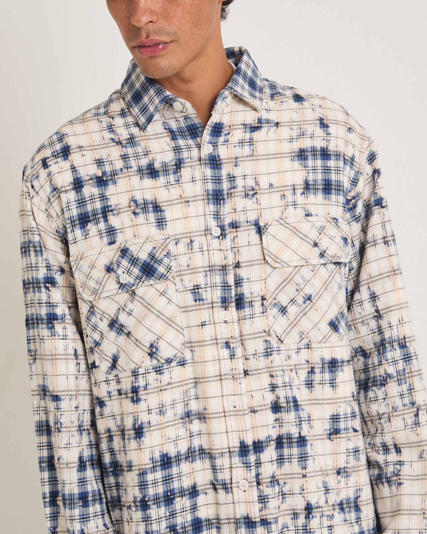 Bleached Flannel Long Sleeve Shirt