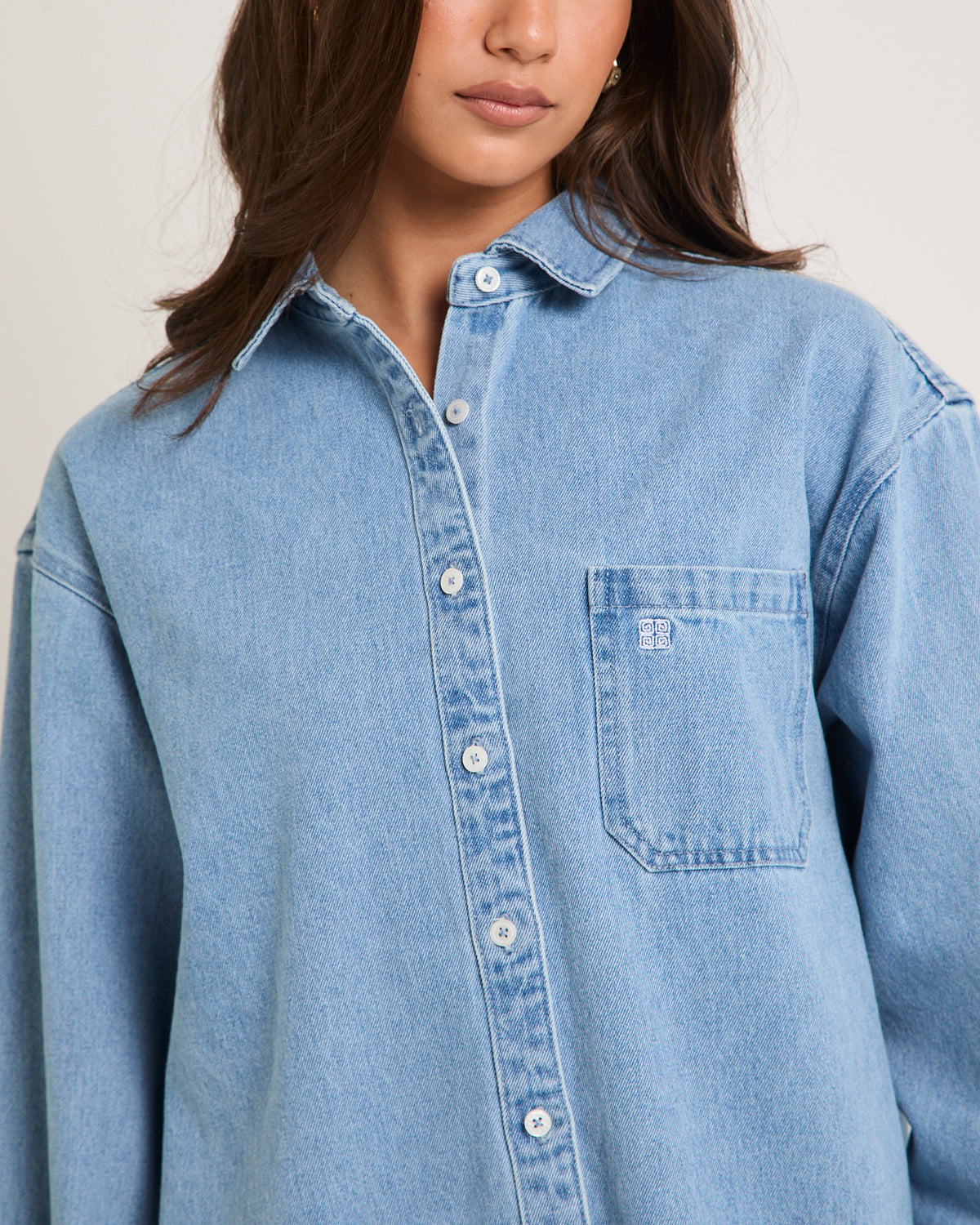 Delta Denim Oversized Long Sleeve Shirt VINTAGE BLUE