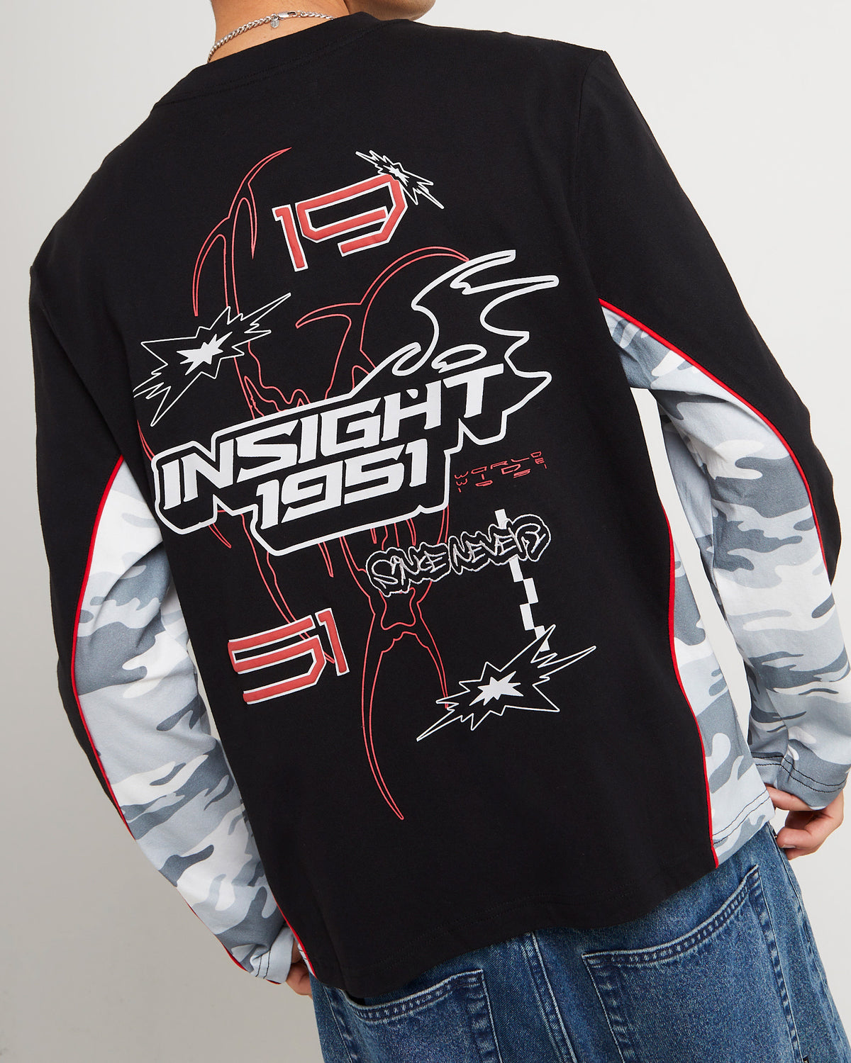 Fluid Camo Long Sleeve T-Shirt BLACK