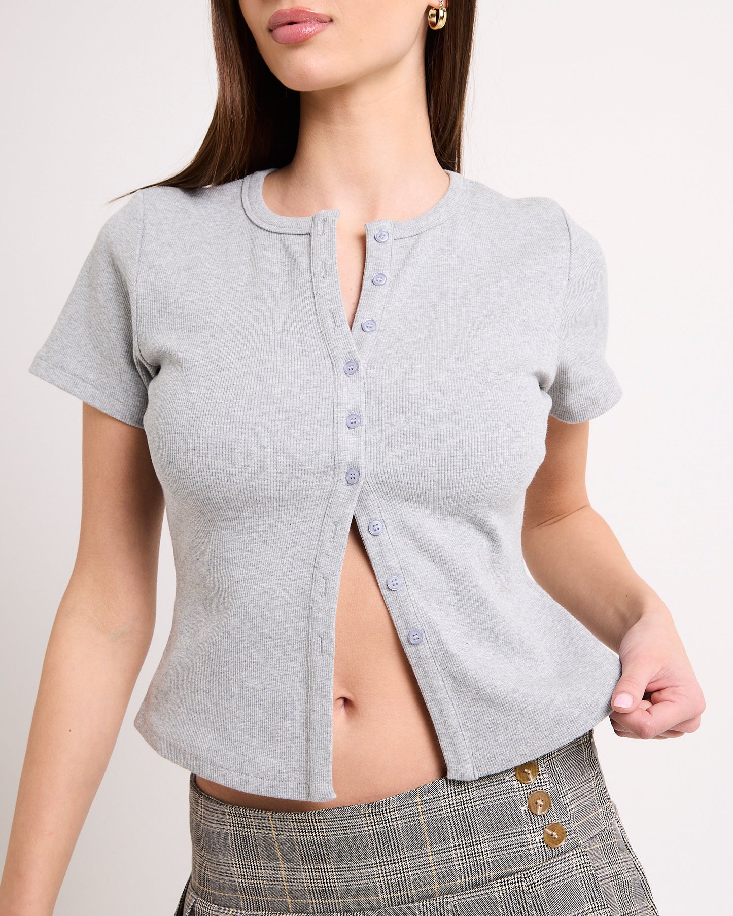 Neri Rib Button T-Shirt