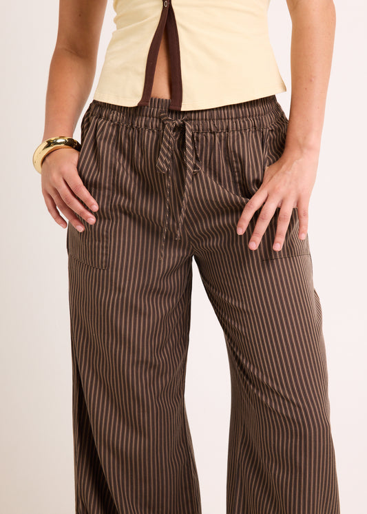 Cyrus Wide Leg Pant COFFEE STRIPE