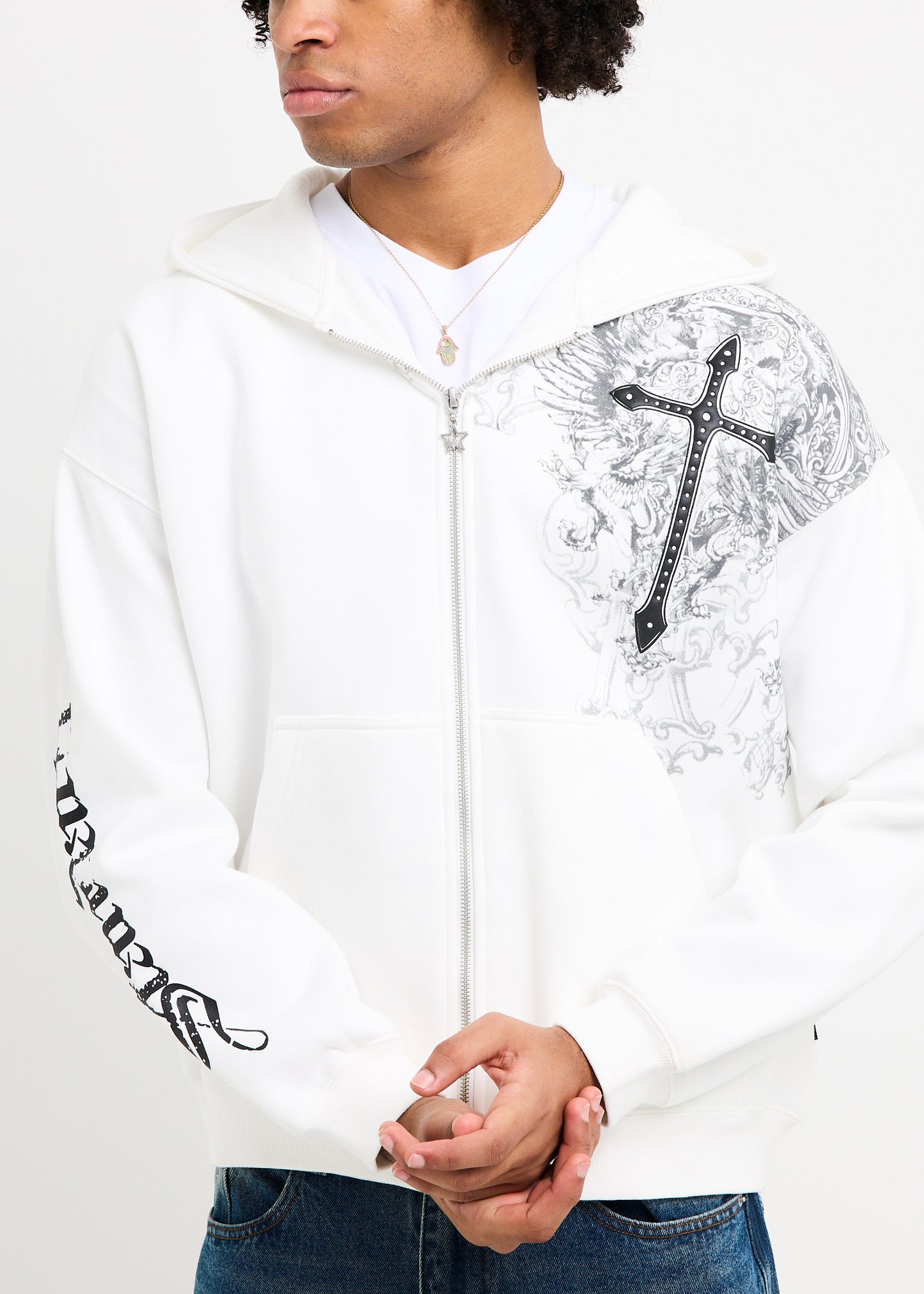 Crucifix Zip Hoodie