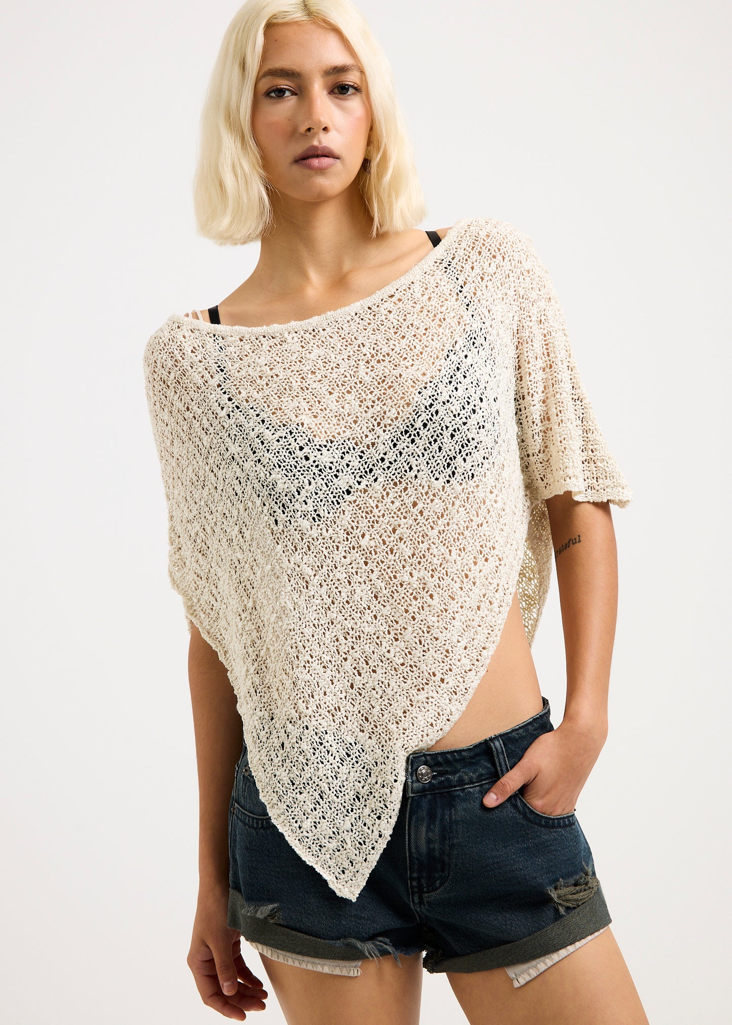 Faye Open Knit Poncho