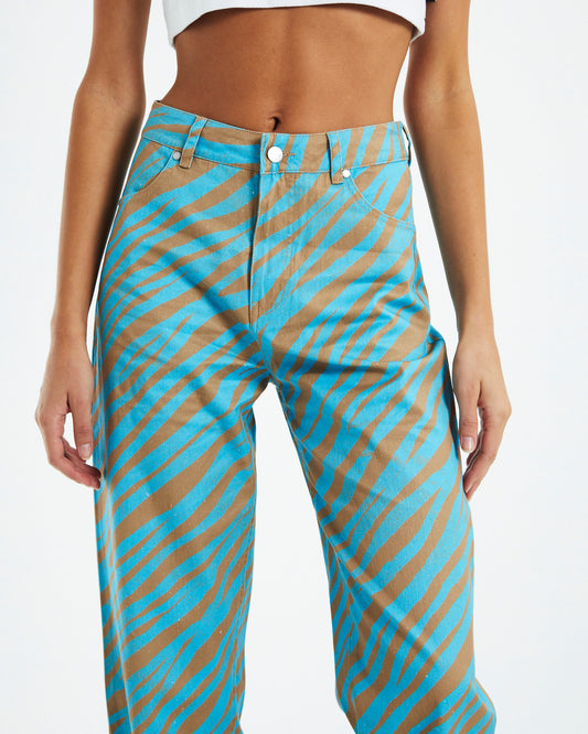 Adi Shelby Hemp Wide Leg Long Pants Blue Stripe BLUE