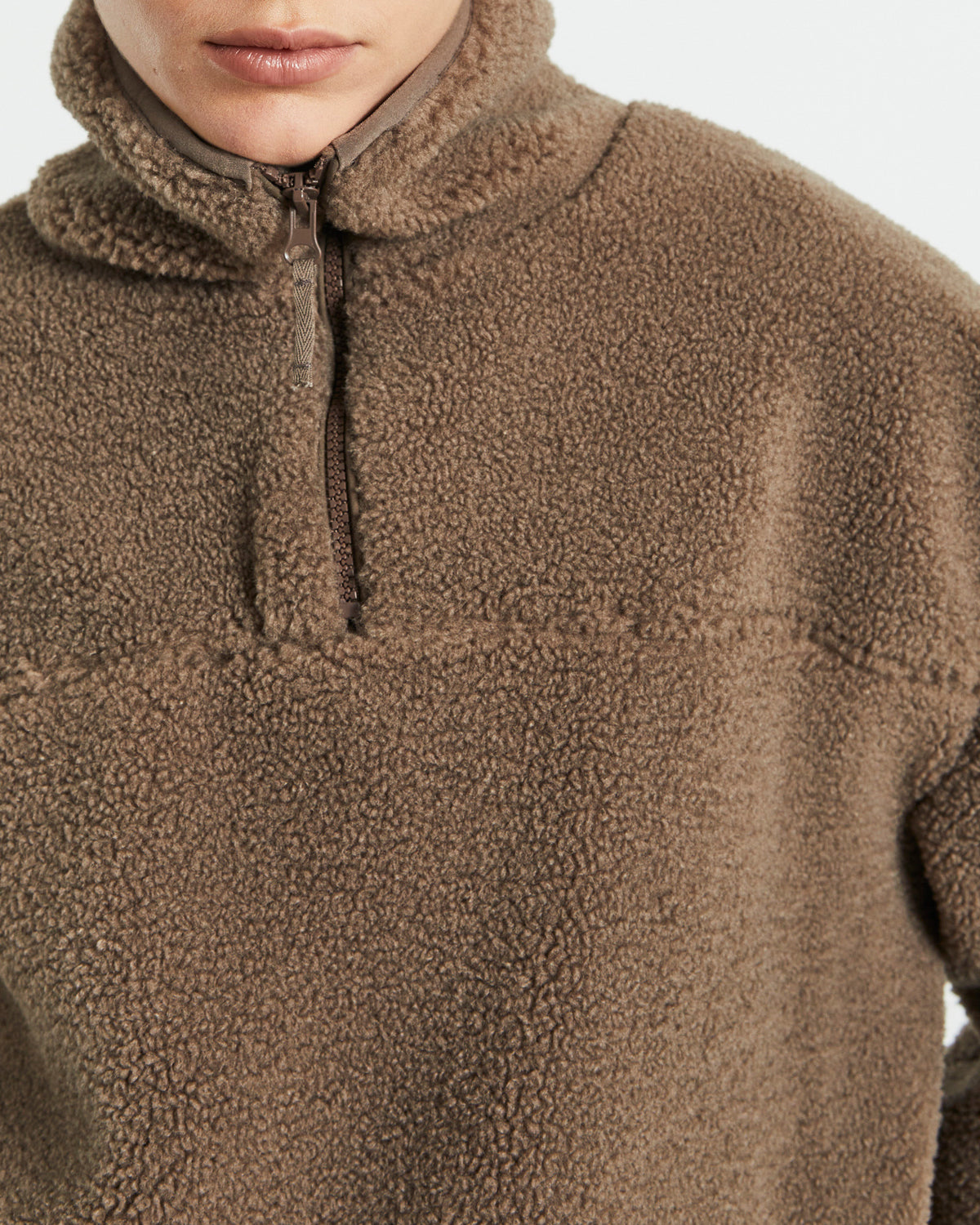 Teddy Quarter Zip Jumper Mocha Brown BROWN