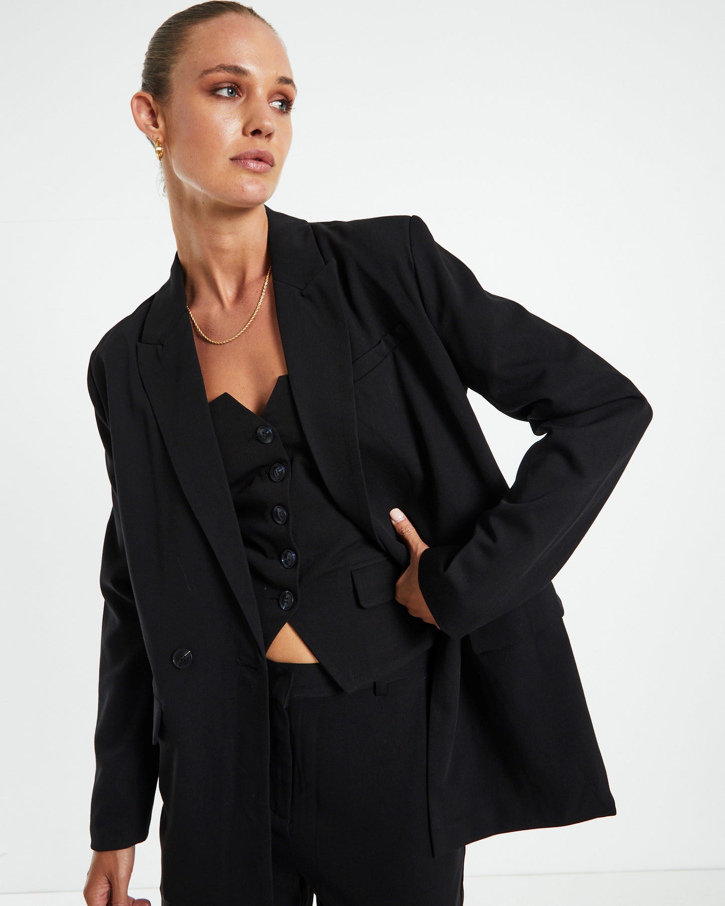 Tia Boyfriend Blazer Black