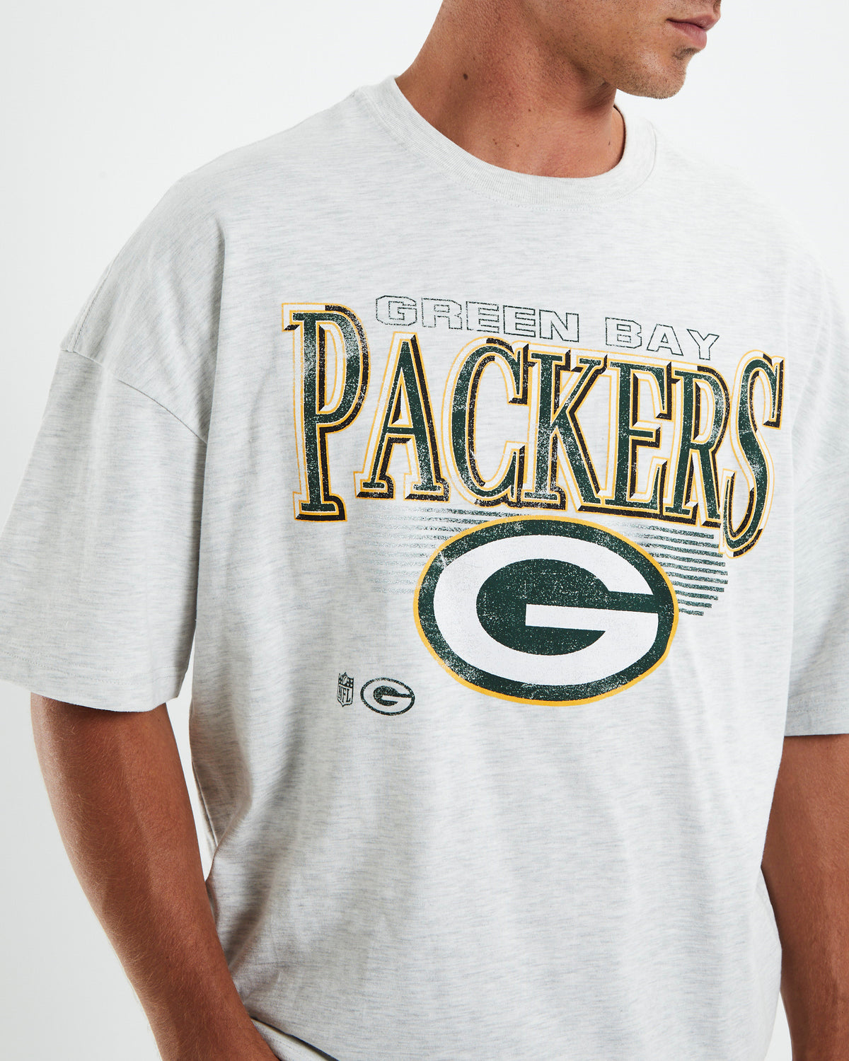 Underscored OS T-Shirt Green Bay Packers White Marle WHITE