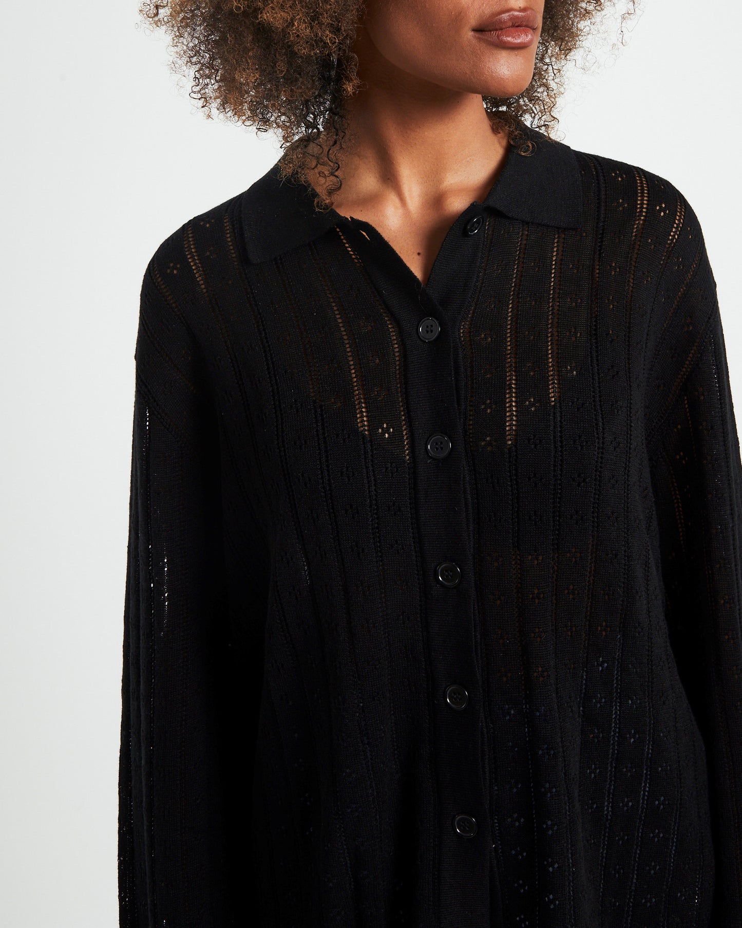 Milan Knit Long Sleeve Shirt Black