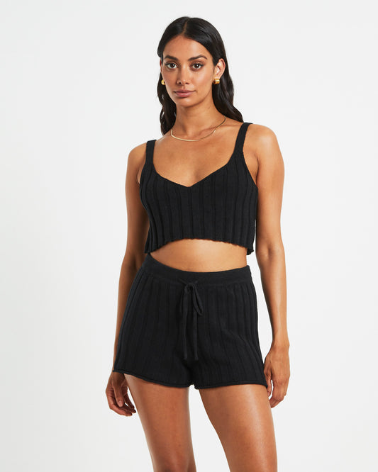 Knit Tank Top in Black BLACK