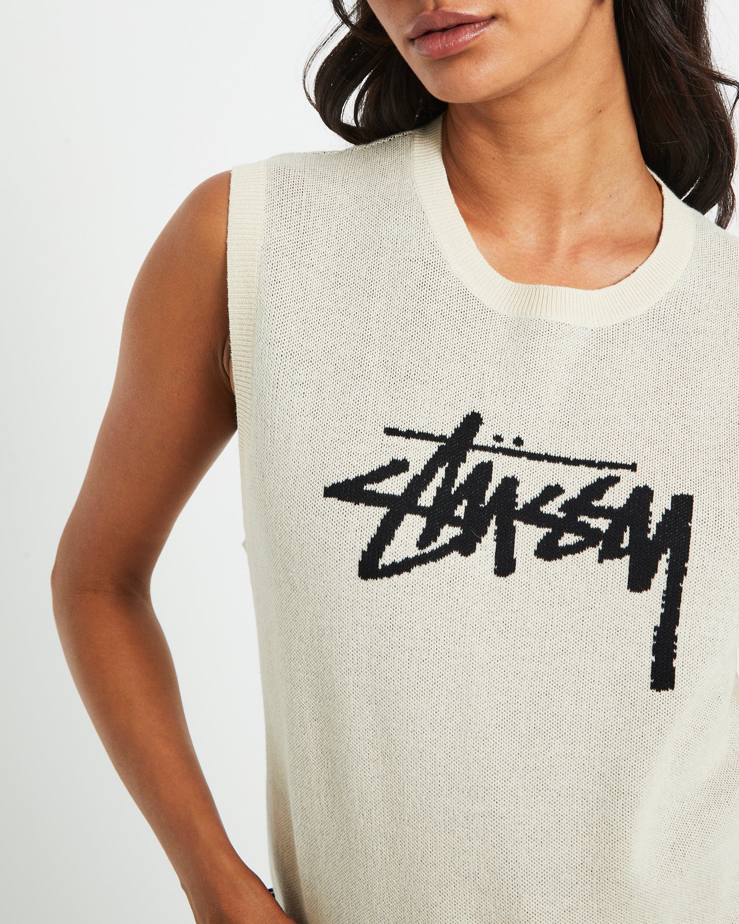 Stussy Knit Oversized Vest in Cream