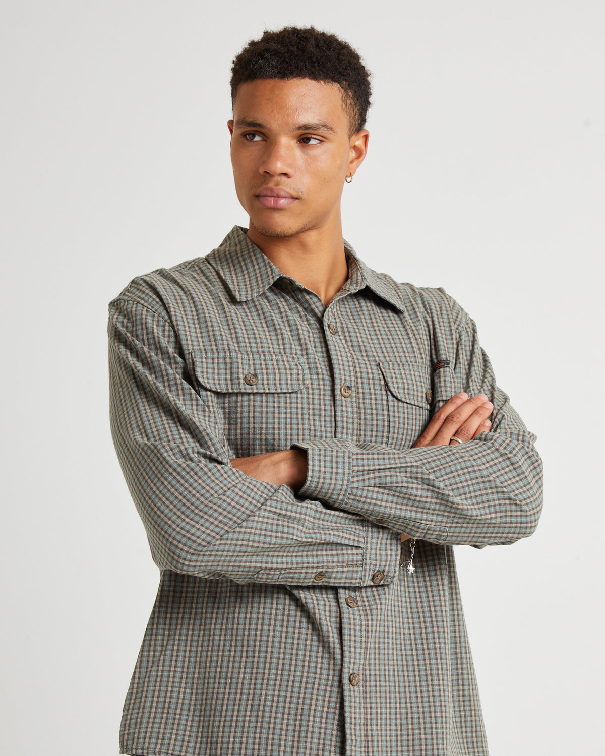 Parallels Long Sleeve Shirt Green Check GREEN CHECK