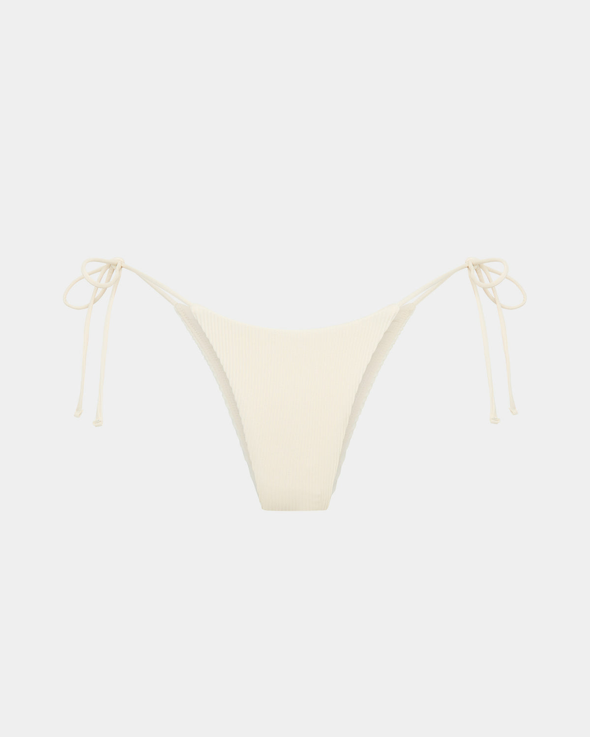 Rib Skinny Strap Tie Side Bikini Bottom NATURAL
