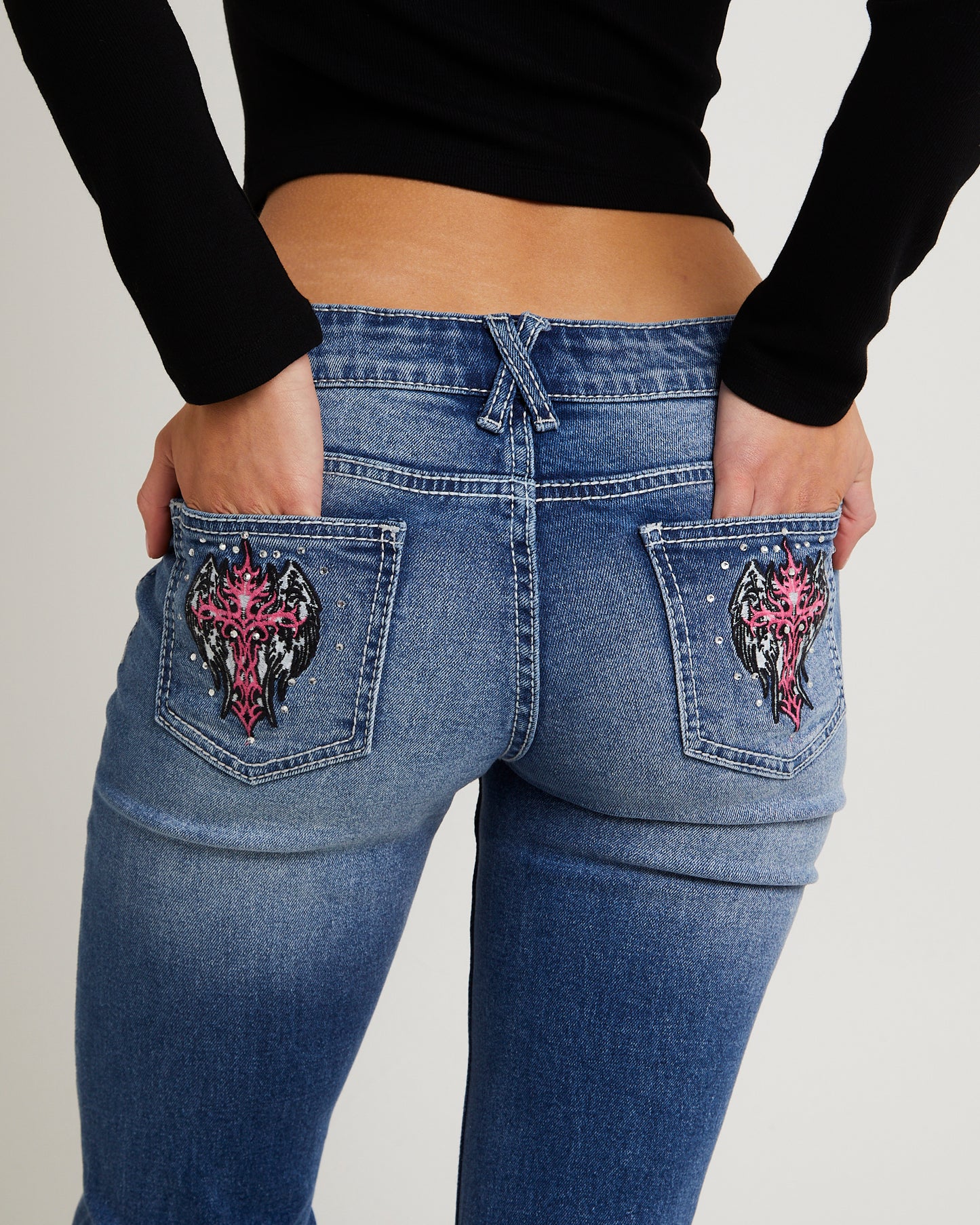 Y2K Low Flare Bedazzle Denim Jeans