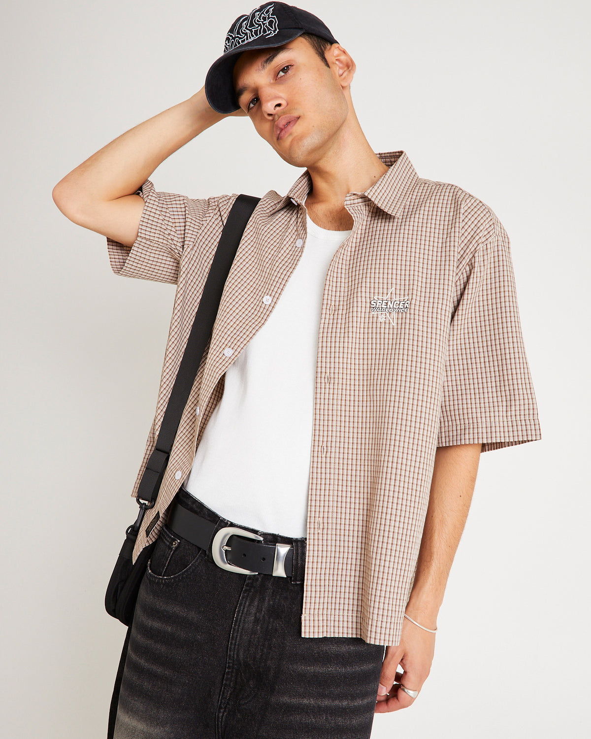 Tagger Short Sleeve Skate Shirt BROWN CHECK