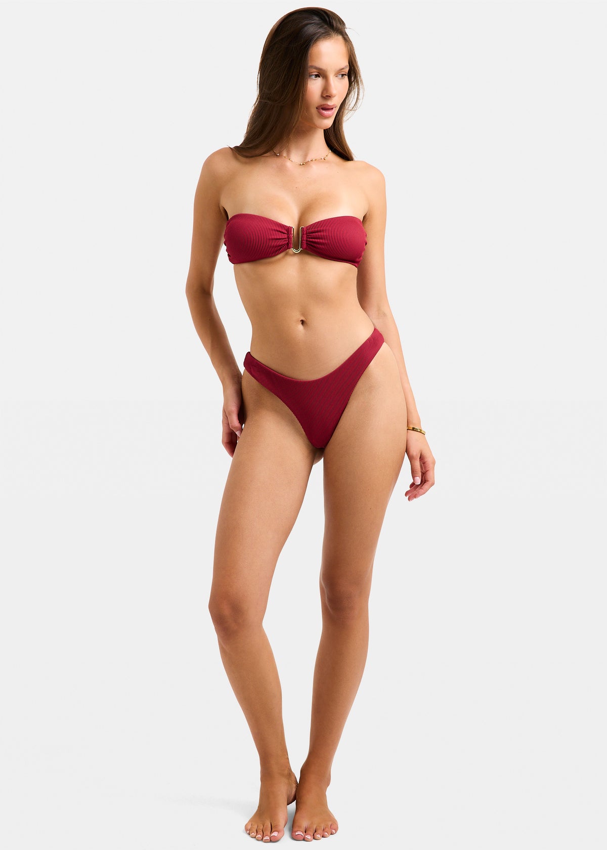 Cheeky Ribbed Bikini Bottom BERRY