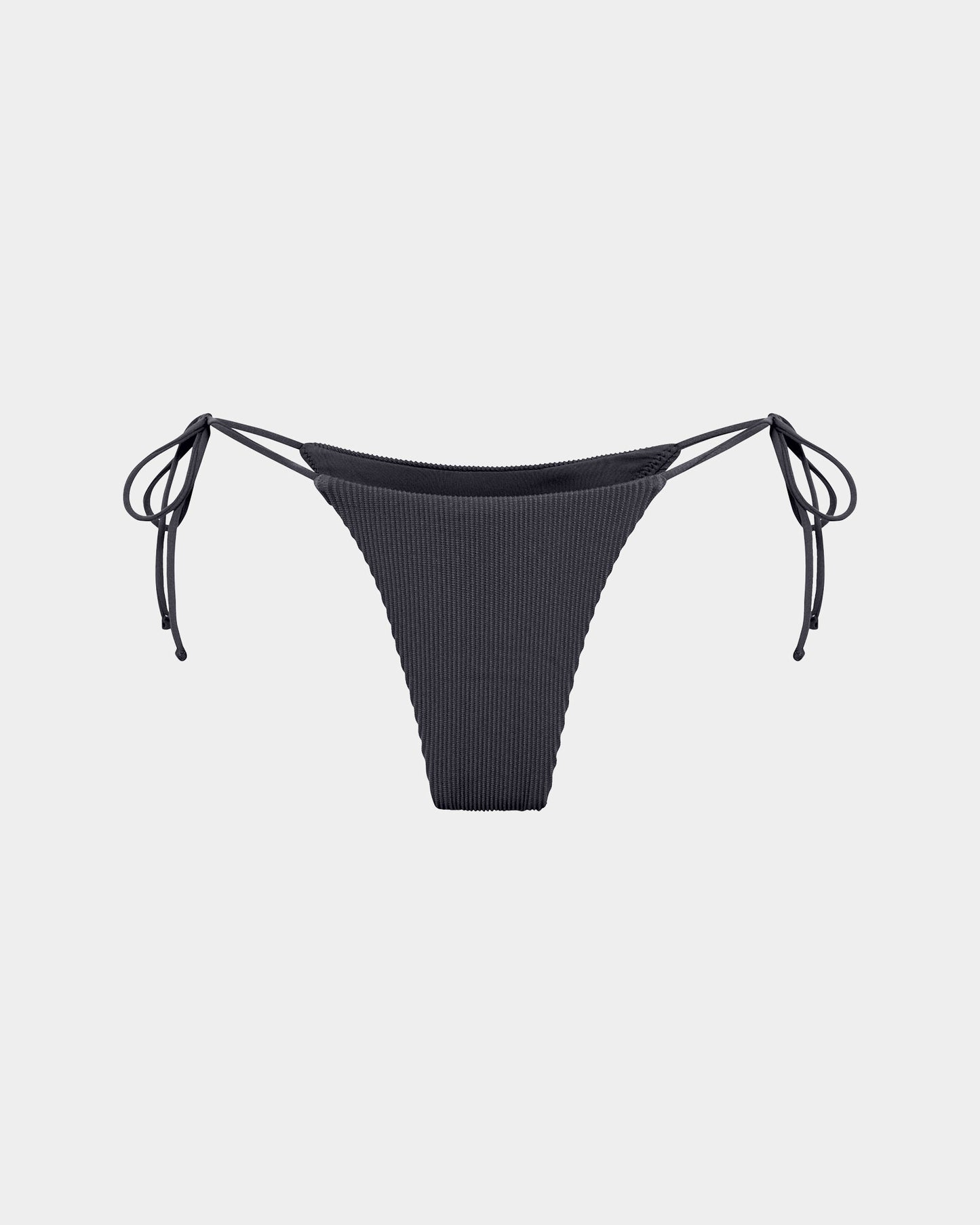 Rib Skinny Strap Tie Side Bikini Bottom
