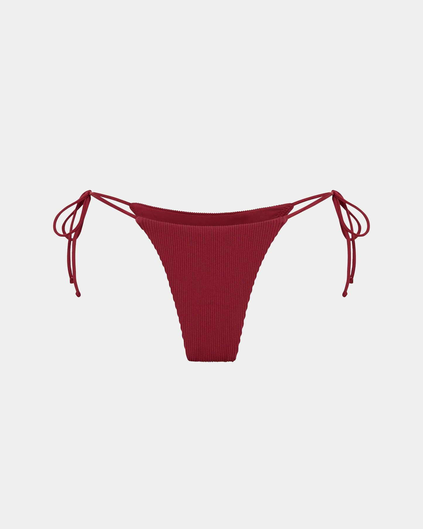 Rib Skinny Strap Tie Side Bikini Bottom