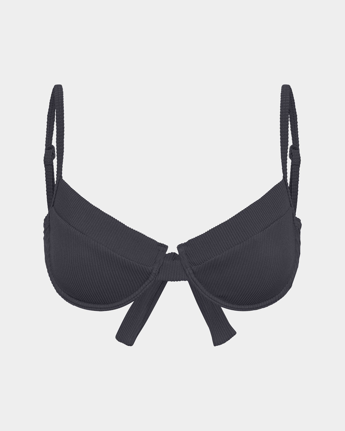 Rib Underwire Tie Back Bikini Top