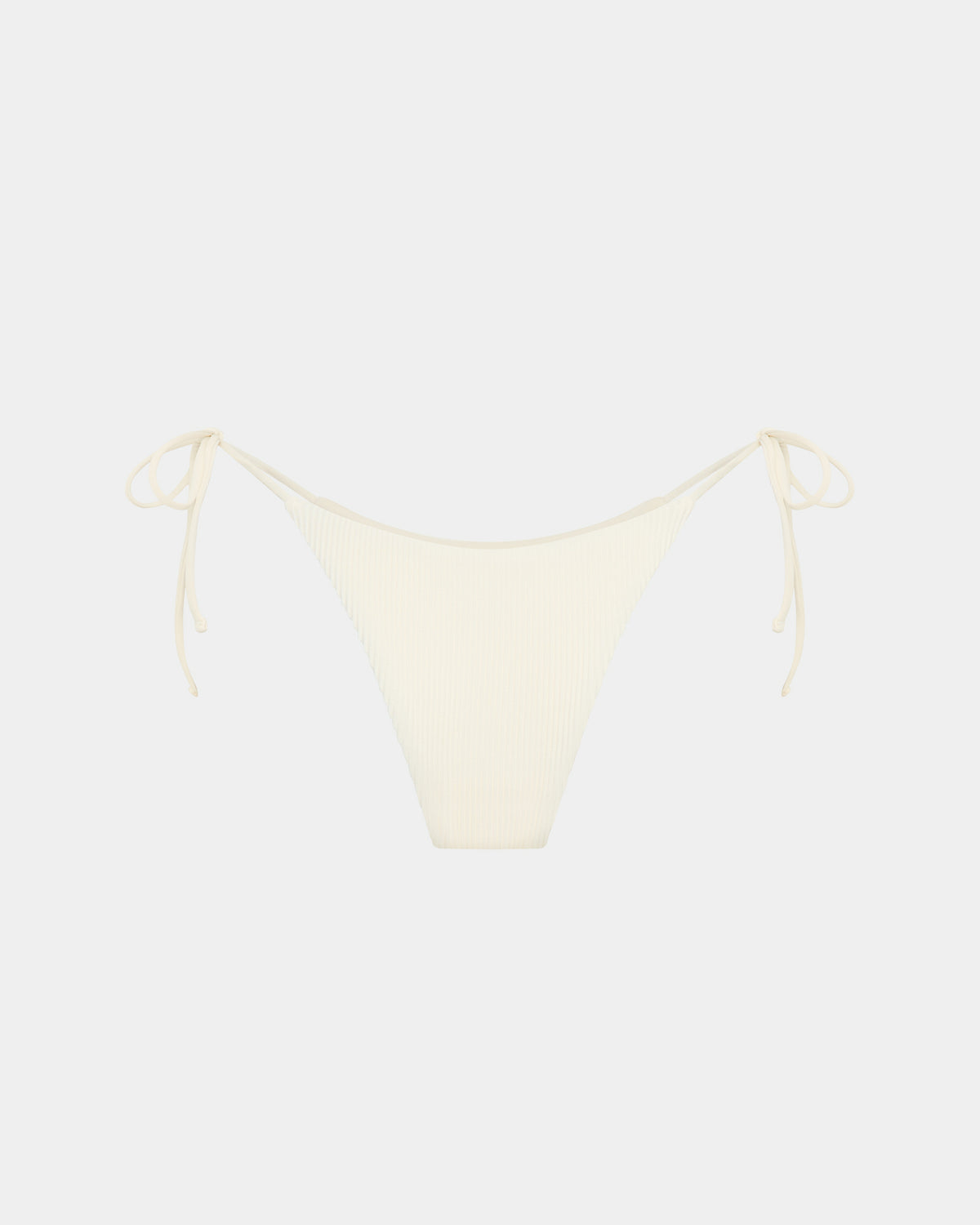 Rib Skinny Strap Tie Side Bikini Bottom NATURAL