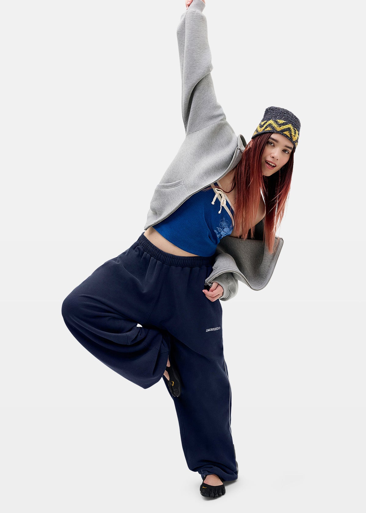 Harri Wide Leg Jogger Pants NAVY-4405