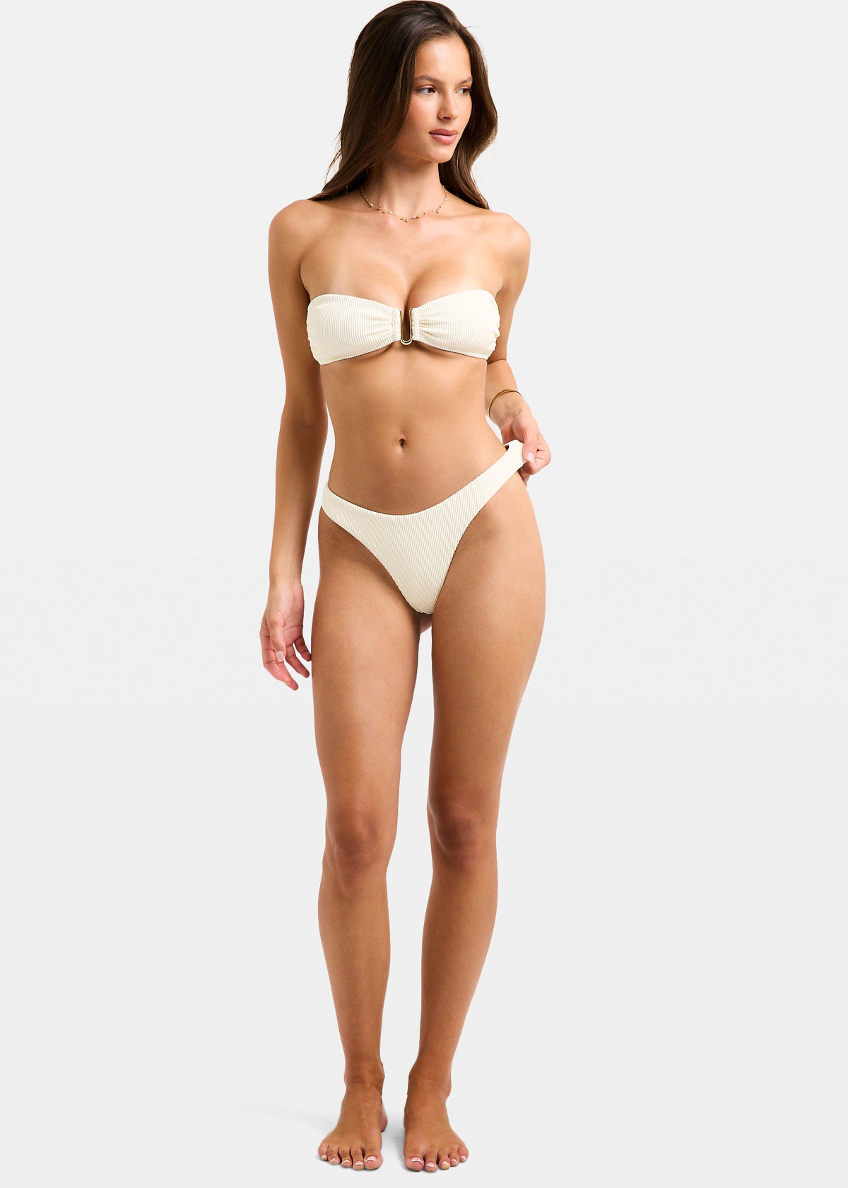 Cheeky Ribbed Bikini Bottom ALMOND