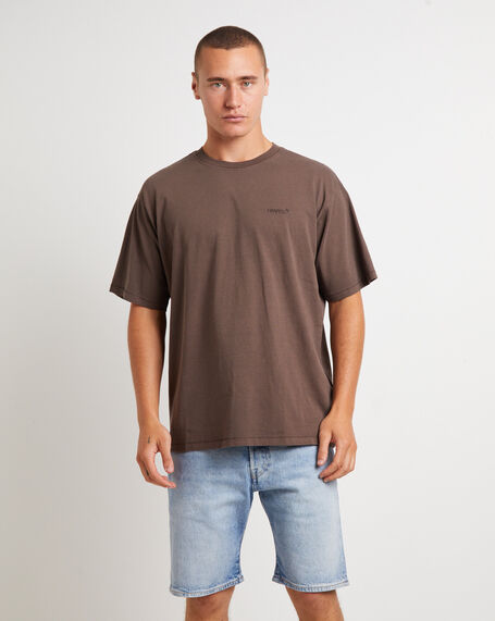 Red Tab Vintage Short Sleeve T-Shirt in Chocolate Brown